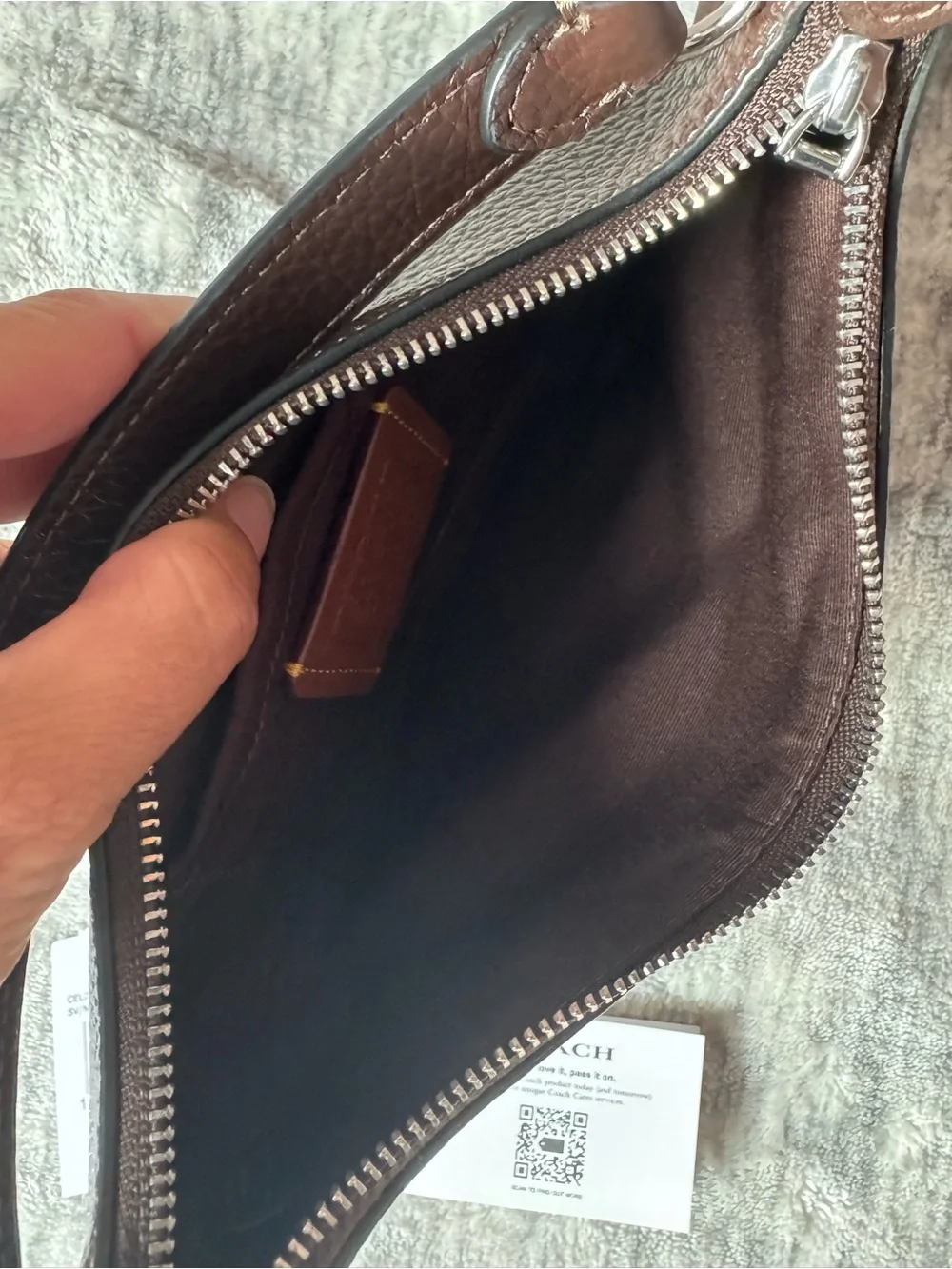 Coach Payton Mini Pebbled Leather Brown Hobo Shoulder Bag